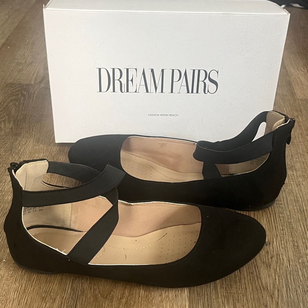 Dream Pairs Women's Black Ankle Strap Flats 9.5